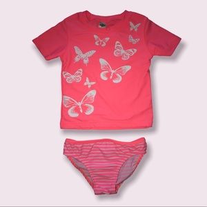 OshKosh B’gosh Girl’s Butterfly Two-Piece Swimsuit.  Size 4T.